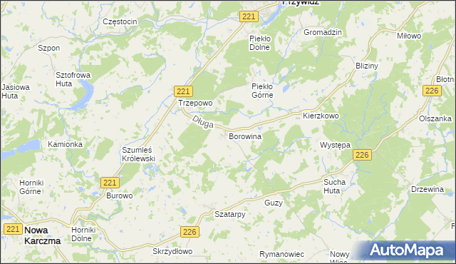 mapa Borowina gmina Przywidz, Borowina gmina Przywidz na mapie Targeo