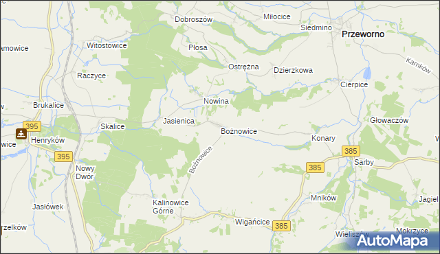 mapa Bożnowice, Bożnowice na mapie Targeo