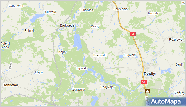 mapa Brąswałd, Brąswałd na mapie Targeo