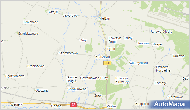 mapa Brudzewo gmina Strzałkowo, Brudzewo gmina Strzałkowo na mapie Targeo