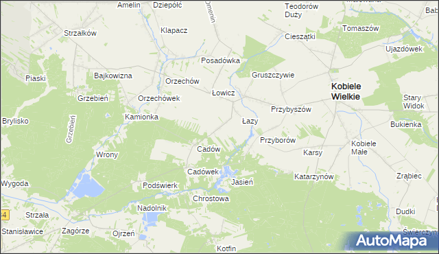 mapa Brzezinki gmina Kobiele Wielkie, Brzezinki gmina Kobiele Wielkie na mapie Targeo