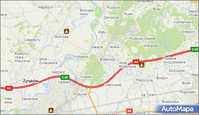 mapa Brzeźnica gmina Dębica, Brzeźnica gmina Dębica na mapie Targeo