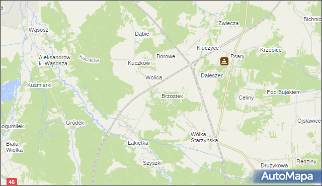 mapa Brzostek gmina Szczekociny, Brzostek gmina Szczekociny na mapie Targeo