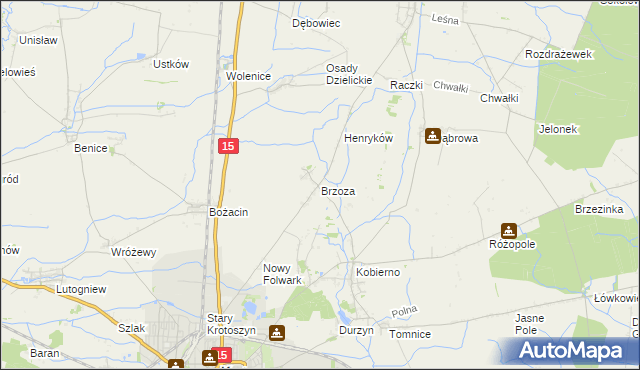 mapa Brzoza gmina Krotoszyn, Brzoza gmina Krotoszyn na mapie Targeo