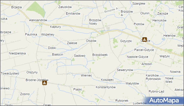 mapa Brzozówek, Brzozówek na mapie Targeo