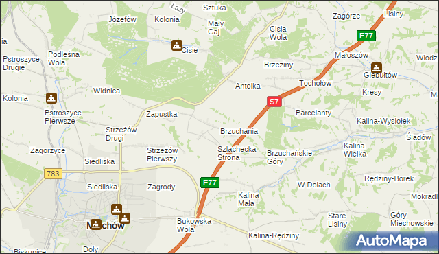 mapa Brzuchania, Brzuchania na mapie Targeo