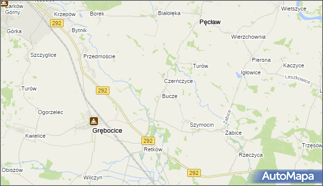 mapa Bucze gmina Grębocice, Bucze gmina Grębocice na mapie Targeo