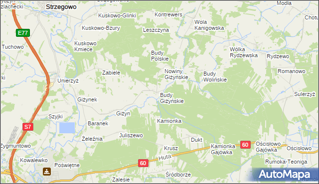 mapa Budy Giżyńskie, Budy Giżyńskie na mapie Targeo