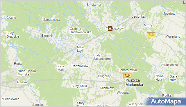 mapa Budy Zaklasztorne, Budy Zaklasztorne na mapie Targeo