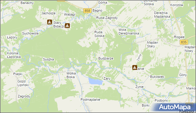 mapa Budziarze, Budziarze na mapie Targeo