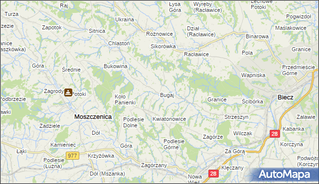 mapa Bugaj gmina Biecz, Bugaj gmina Biecz na mapie Targeo