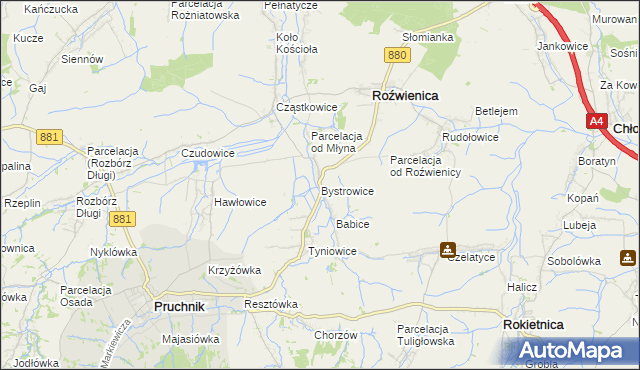 mapa Bystrowice, Bystrowice na mapie Targeo