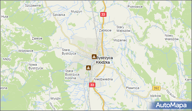 mapa Bystrzyca Kłodzka, Bystrzyca Kłodzka na mapie Targeo