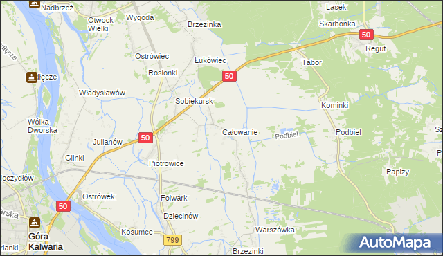 mapa Całowanie, Całowanie na mapie Targeo