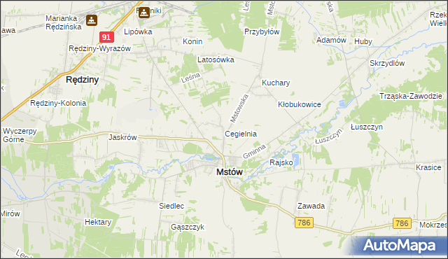 mapa Cegielnia gmina Mstów, Cegielnia gmina Mstów na mapie Targeo