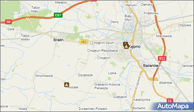 mapa Chojęcin, Chojęcin na mapie Targeo