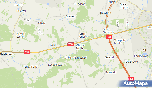 mapa Chojny Młode, Chojny Młode na mapie Targeo