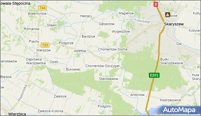 mapa Chomentów-Puszcz, Chomentów-Puszcz na mapie Targeo