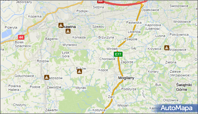 mapa Chorowice, Chorowice na mapie Targeo