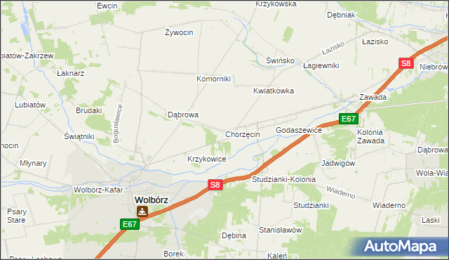 mapa Chorzęcin, Chorzęcin na mapie Targeo