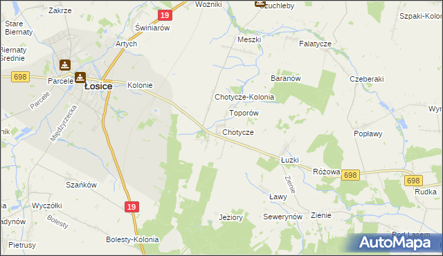 mapa Chotycze, Chotycze na mapie Targeo