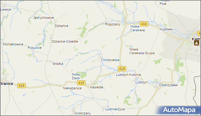 mapa Chróścielów, Chróścielów na mapie Targeo