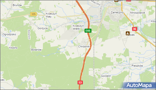 mapa Chróstnik, Chróstnik na mapie Targeo