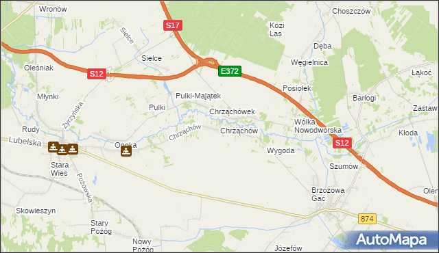 mapa Chrząchów, Chrząchów na mapie Targeo