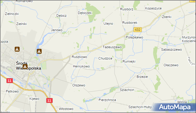 mapa Chudzice, Chudzice na mapie Targeo