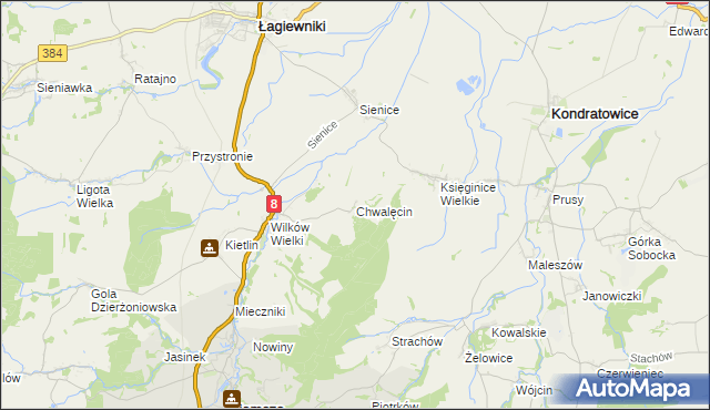 mapa Chwalęcin gmina Niemcza, Chwalęcin gmina Niemcza na mapie Targeo