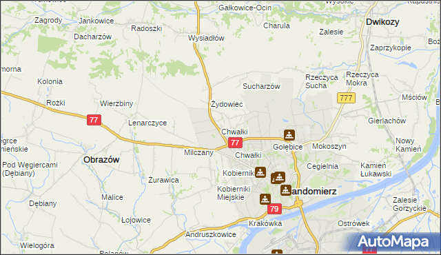 mapa Chwałki gmina Obrazów, Chwałki gmina Obrazów na mapie Targeo