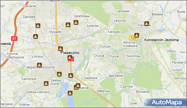 mapa Chylice gmina Piaseczno, Chylice gmina Piaseczno na mapie Targeo