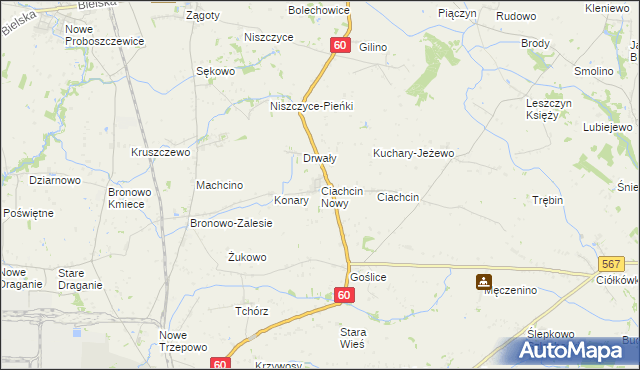 mapa Ciachcin Nowy, Ciachcin Nowy na mapie Targeo