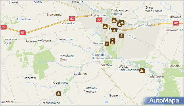 mapa Ciechanki Krzesimowskie, Ciechanki Krzesimowskie na mapie Targeo