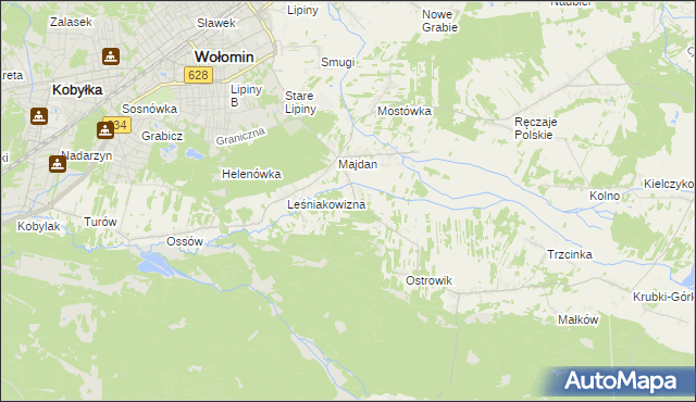 mapa Cięciwa gmina Wołomin, Cięciwa gmina Wołomin na mapie Targeo