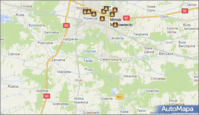 mapa Cielechowizna, Cielechowizna na mapie Targeo