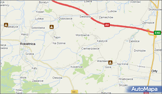 mapa Ciemięrzowice, Ciemięrzowice na mapie Targeo