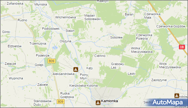 mapa Ciemno gmina Kamionka, Ciemno gmina Kamionka na mapie Targeo