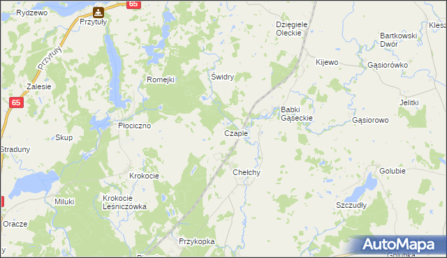 mapa Czaple gmina Ełk, Czaple gmina Ełk na mapie Targeo