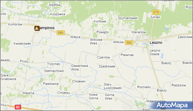 mapa Czarnów gmina Leszno, Czarnów gmina Leszno na mapie Targeo