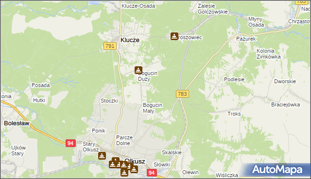 mapa Czarny Las gmina Olkusz, Czarny Las gmina Olkusz na mapie Targeo