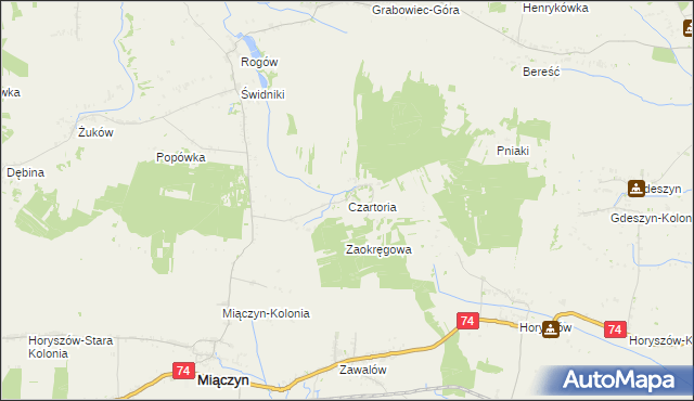 mapa Czartoria gmina Miączyn, Czartoria gmina Miączyn na mapie Targeo