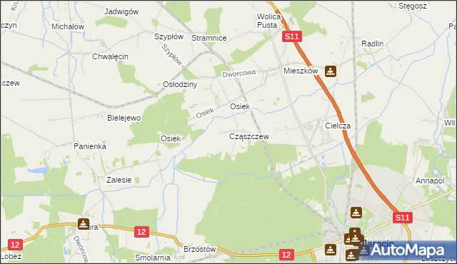 mapa Cząszczew, Cząszczew na mapie Targeo