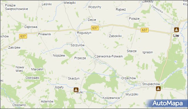 mapa Czerwonka-Folwark, Czerwonka-Folwark na mapie Targeo