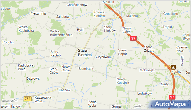 mapa Czyżówka gmina Stara Błotnica, Czyżówka gmina Stara Błotnica na mapie Targeo