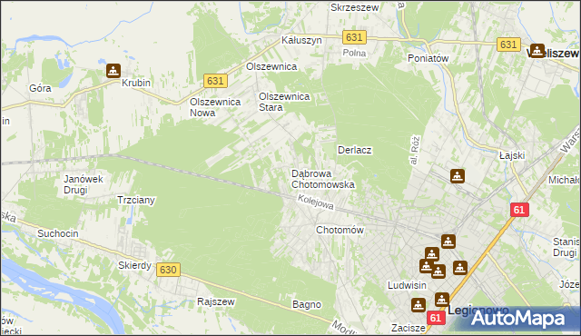 mapa Dąbrowa Chotomowska, Dąbrowa Chotomowska na mapie Targeo