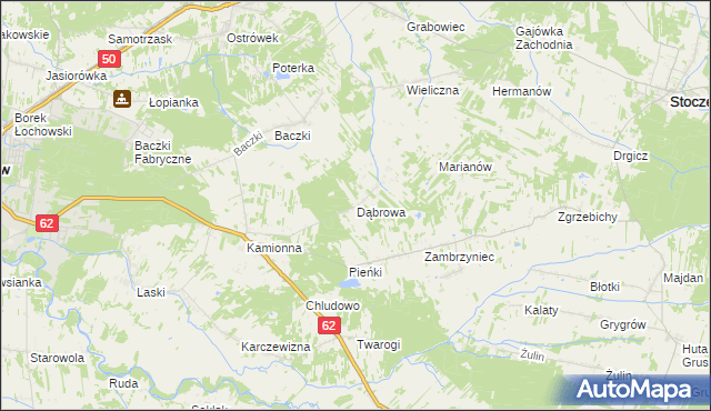 mapa Dąbrowa gmina Łochów, Dąbrowa gmina Łochów na mapie Targeo