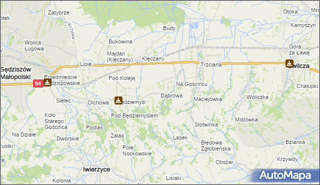 mapa Dąbrowa gmina Świlcza, Dąbrowa gmina Świlcza na mapie Targeo