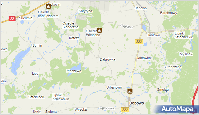 mapa Dąbrówka gmina Starogard Gdański, Dąbrówka gmina Starogard Gdański na mapie Targeo