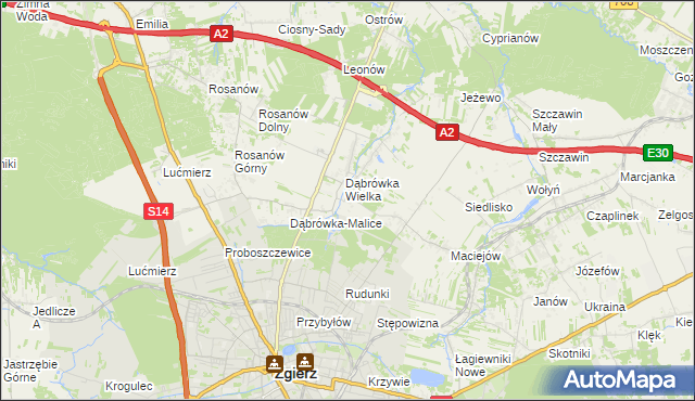 mapa Dąbrówka-Sowice, Dąbrówka-Sowice na mapie Targeo